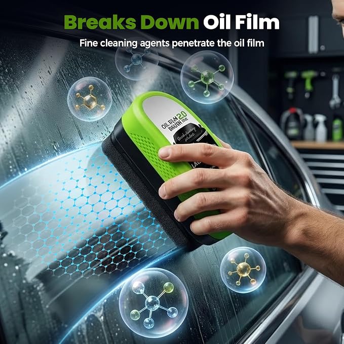 Glass Oil Film Remover, 2026 New Automotive Oil Film Cleaning Brush, Multifunctional Windshield Cleaner, Reusable Glass Oil Film Remover for Car Windows (2 Pack)