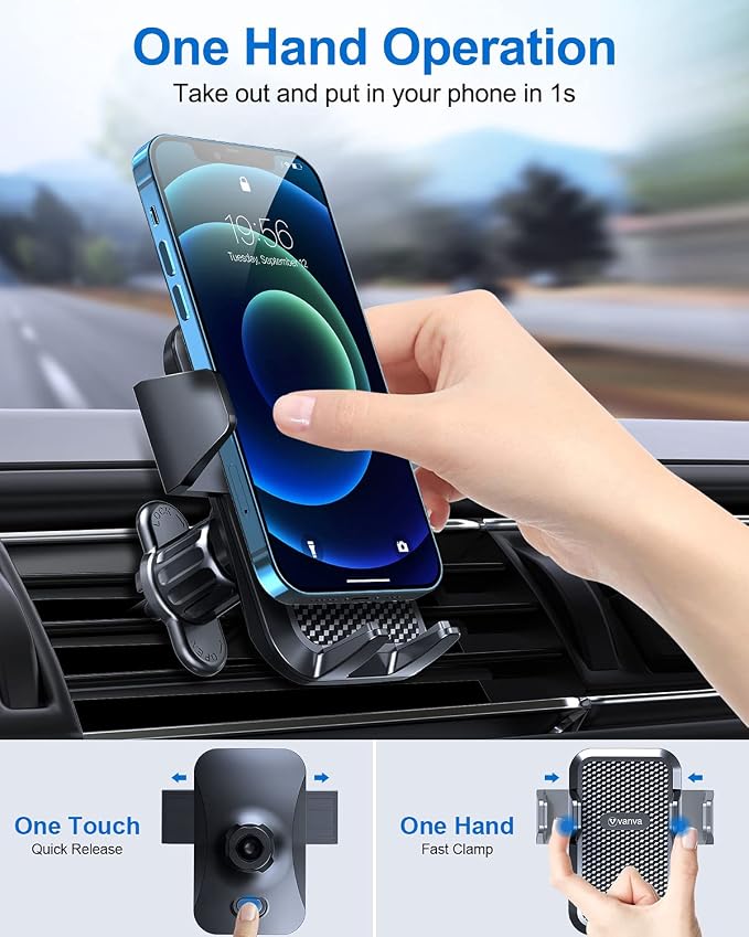 vanva Universal Air Vent Car Mount, [ Big Phones & Thick Case Friendly ] Cell Phone Holder for Car Hands Free Clamp Cradle Vehicle fit for All Apple Smasung Galaxy