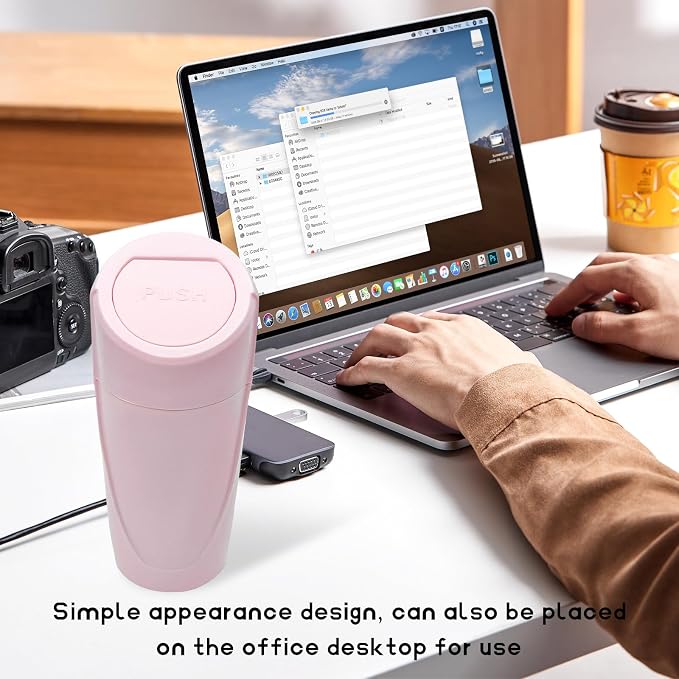 Car Trash Can Bin with Lid, Leakproof Auto Cup Holder Garbage Bin Multipurpose Storage Organizer, Mini Portable Dustbin Side Door Garbage Can for Vehicle Home Office (Pink)