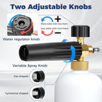 Pressure Washer Gun with Foam Cannon, Industrial Car Wash Foam Gun Kit 1/4 Quick Connector, Adjustable Soap Cannon with 5 Pressure Washer Nozzle Tips, Adapter, 1 Liter