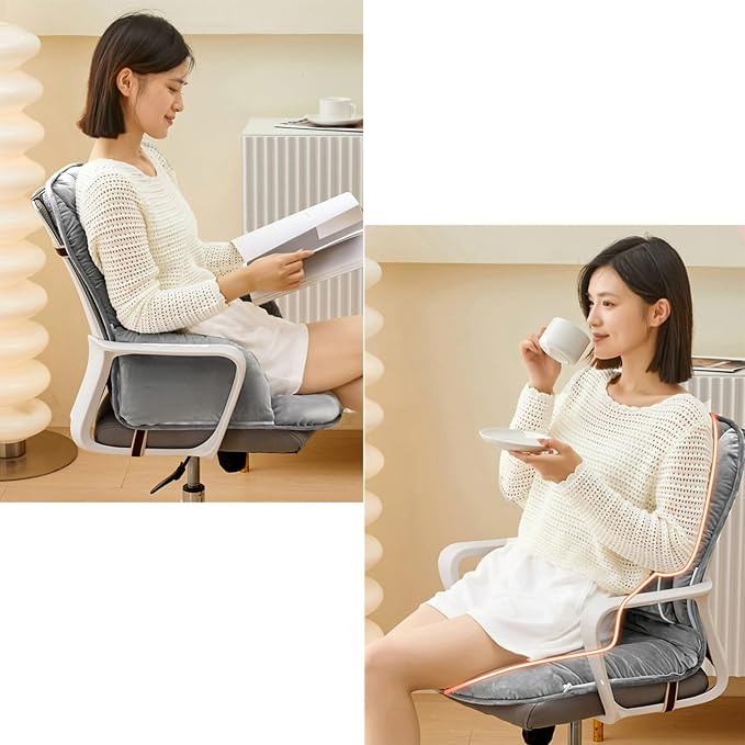 USB Heated Seat Pad Cushion for Office Chair | 3 Heat Levels, Time Setting | Large Heating Area Heated Seat Pad Cover with Lumbar support for Home & Office, Wheelchair(Dark Green)