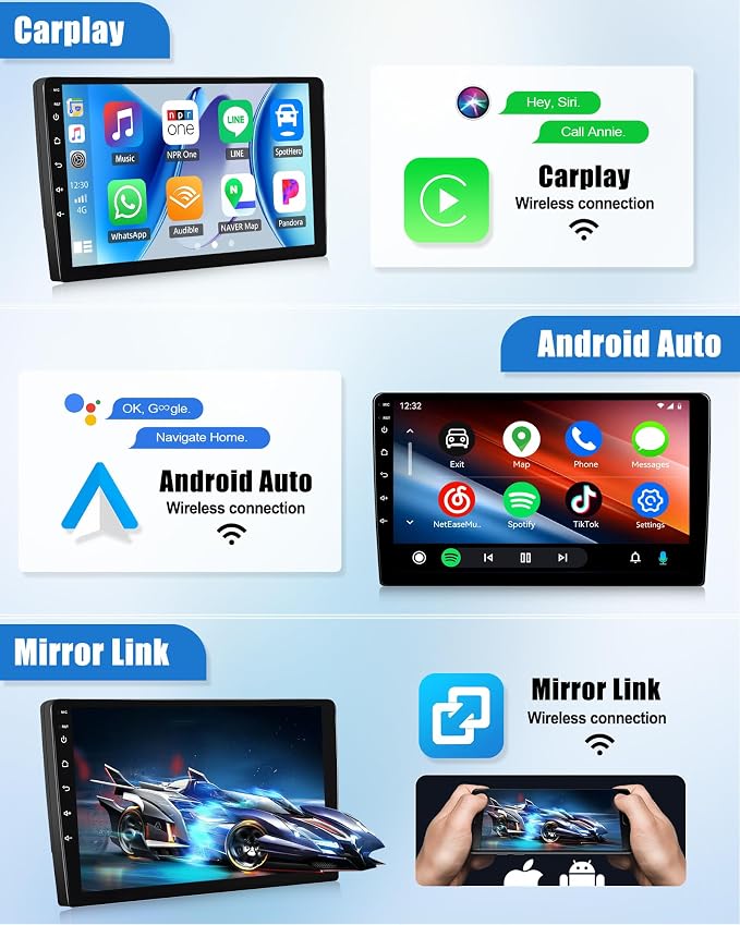 8 Core Qualcomm Android Car Stereo for Ford Explorer 2005-2010 10.1 Inch Touch Screen with CarPlay Android Auto 4G+64G Bluetooth Cooling Fan Weather Forecast UI Design Intelligent Voice