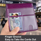 Car Registration and Insurance Holder, Vehicle Glove Box Car Organizer Men Women Wallet Accessories Case for Cards, Essential Document, Driver License, Bling Purple