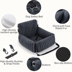 Dog Car Seat for Small/Medium Dogs up to 25 lbs, Multi-Functional Dog Carrier for Car with Detachable Washable Cover, Pet Travel Bed with Clip-On Safety Leash, Grey