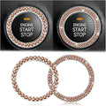 Bling Car Engine Start Ring Decals, 2PCS Crystal Rhinestone Vehicle Push Start Button Cover Sticker, Key Ignition Knob Ring, Sparkling Automotive Interior Accessories (Set Honey Peach)