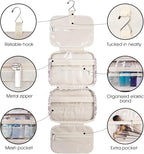 Travel Toiletry Bag for Women Large Hanging Makeup Bag Organizer Toiletries Bag for Full Size Essentials Accessories Cosmetics (Dusty Pink Flower (Large))