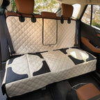 Dog Car Seat Cover for Back Seat, Heavy Duty Nonslip Car Seat Protector for Child Car Seat, Waterproof Bench Seat Cover for Dogs and Kids, Compatible with Armrest, Fits Sedan (Beige)