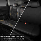 Neoprene Back Seat Cover, Universal Waterproof Bench Rear Seat Cover Universal Wetsuit Car Seat Cover Fit 95% Automotive Interior Covers for Cars Sedans SUVs (Rear,All Black)
