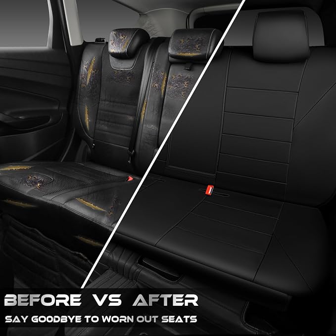 Neoprene Back Seat Cover, Universal Waterproof Bench Rear Seat Cover Universal Wetsuit Car Seat Cover Fit 95% Automotive Interior Covers for Cars Sedans SUVs (Rear,All Black)