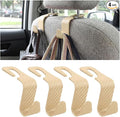 4PCS Car Seat Headrest Hooks, Auto Back Seat Hanger Holder, Durable Stylish Vehicle Organizer Universal Car Interior Accessories, Storage Hooks for Purses, Bags, Clothes (Carbon Fiber/Beige)
