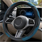 Car Steering Wheel Cover 15 inch, Microfiber PU Leather Elastic Steering Wheel Protector, Anti-Slip Breathable Car Interior Accessories for Most Cars (Dark Green)