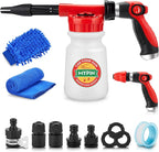 Car Wash Foam Gun/Hose Sprayer, 16 IN 1 Foam Cannon for Car/Garden Cleaning | Adjustable with 2.5-6 Ratio Dial Foam Blaster, 1L Bottle, Nozzles, Mitten&Towel, 1/2” Quick Connector for Garden Hose,Sprayer