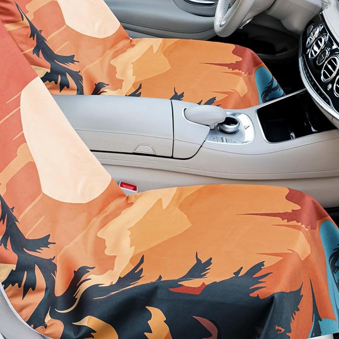 Car Seat Towel Covers with Storage Bag, 63 x 32 Inch Universal Non Slip Waterproof Sweat Protector for Car Truck, Gym Swimming Running, Machine Washable(2 Pack,Sunset)