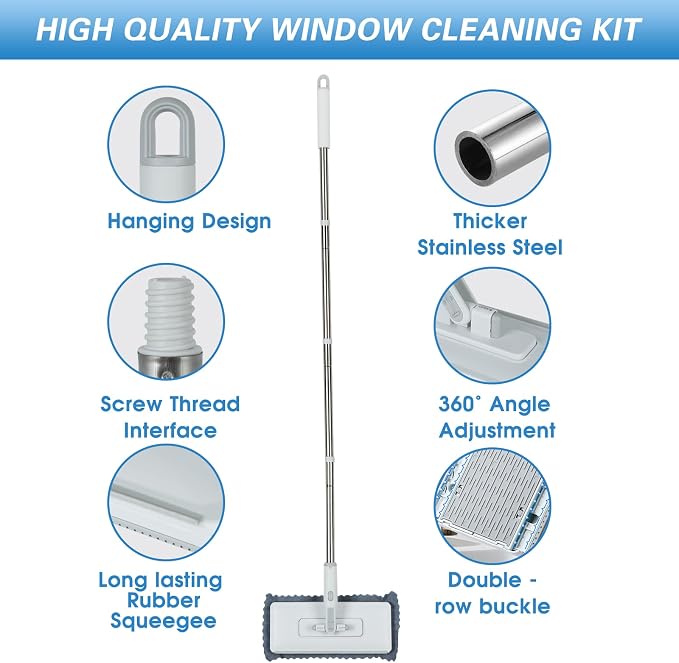 Disposable Dust Mop with 3 Shiny Cleaning Wipe Cloths, 360°Spin No Wash Mop, 4Ft Extension Pole Snap Grip Mini Mop -Automatic Cloth Changing, Small Disposable Dust Mop Set for Tile, Floor and Wall