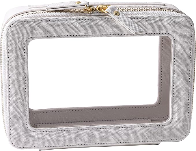 Toiletry bag waterproof cosmetic organizer with handle large opening for travelling car organizer (White)