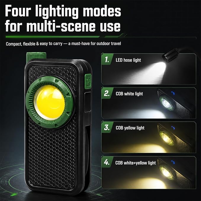 Rechargeable LED Work Light BBQ Grilling Accessories with Flexible Gooseneck, 360° Rotate Mechanic Grill Light for Car Repair, Emergency, Camping, Outdoor & Mechanics Tools