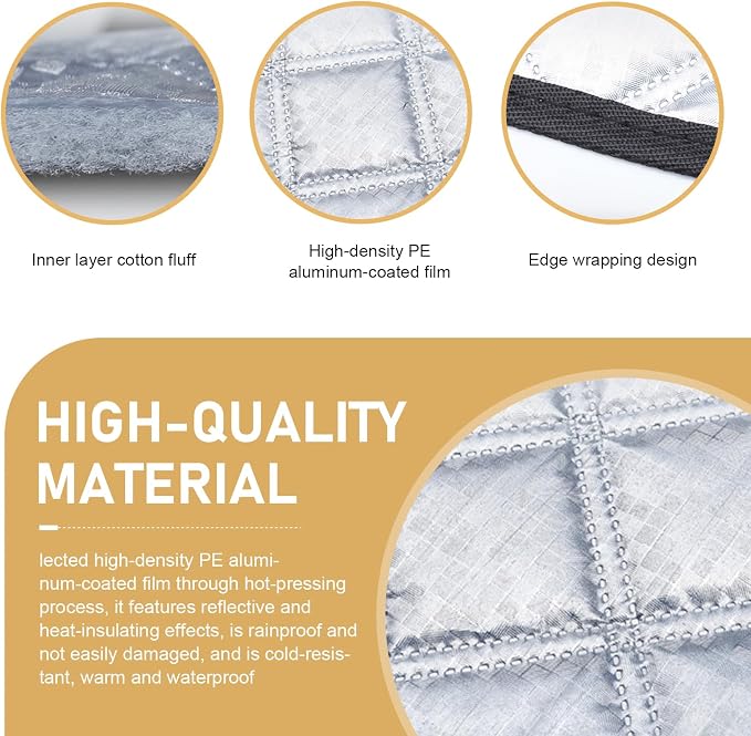 Car Windshield Snow Cover, Scratch-resistant Thickened Hood Protector, Multi-functional Snowproof & Heat Block Sunshade, Universal for Most SUVs, Sedans, Off-roads (Silver)