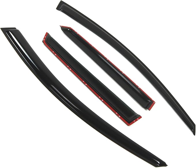 WD2-304 Dark Smoke 4 Pcs Set Window Visor (Outside Mount) Deflector Rain Guard Compatible with 2010-2013 Mazda Mazda3 Hatchback