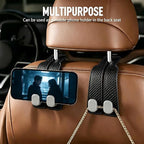 Universial Hooks for Car Seat Headrest, 2Packs Headrest Hooks for Car, Organizer for Purses and Bags, Vehicle Seat Storage Hooks, Essential for Car Travel, Space-Saving, Durable Leather