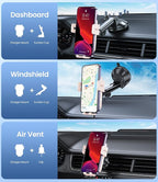 Wireless Car Charger, 15W Fast Charging Auto-Clamping Car Mount Hands-Free Car Charger Mount for Dash Windshield Air Vent Compatible with iPhone 16 15/14/13/12, Samsung S23/S22/S21 Pink