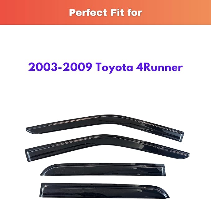 KPY Rain Guards Fit for 2003-2009 Toyota 4Runner, Out-Channel Window Visors Vent Wind Deflectors 4PC, Car Accessories for 03-09 4Runner
