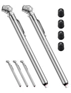 Pencil Tire Pressure Gauge 2 Pack 10-75PSI, Calibrated to ANSI B40.1 Grade B (2%), Stainless Steel Body, Car Accessories with 3 Measurements for Cars, Bikes, Vehicles