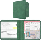 CoBak Car Registration and Insurance Holder - Small and Lightweight Vehicle Glove Box Car Organizer, Auto Truck Comparment Accessories Case for Essential Document, Driver License (Emerald)