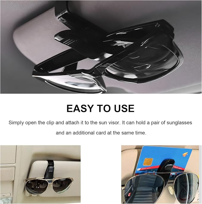 6 PCS Sunglass Holder for Car Sun Visor, Eyeglasses Hanger Mount Visor Organizer with Ticket Card Clip, Universal Glasses Hanger Clip Auto Interior Accessories for Car SUV Truck