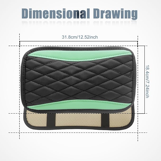 Car Center Console Cover, Universal Leather Waterproof Armrest Seat Box Cover Protector, Comfortable Car Decor Accessories Fit for Most Cars, Vehicles, SUVs-Light green
