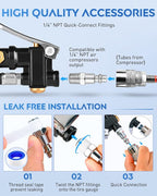 50057A Digital Tire Inflator Deflator with Pressure Gauge 250 PSI Air Chuck and Compressor Accessories with Rubber Hose and Quick Connect Coupler for 0.1 Display Resolution