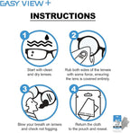 EASY VIEW+ Anti-Fog Microfiber Cloth- For Glasses Goggles Motorcycle Helmet Camera Lens