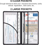 Car Registration and Insurance Holder with Magnetic Shut, Vehicle Glove Box Car Organizer, Men Women Interior Car Accessories for Cards, Essential Document, Driver License, Black