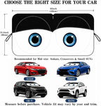 Car Windshield Sun Shade, Universal Fit Midsized Sedan SUV, Classic Black | 63 x 31.5" Windshield Cover, Foldable Front Window Sunshade, UV Heat Protection, Cute Eyes Series