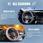 Pink Suede D Shaped Steering Wheel Cover, Breathable Non-Slip Sweat-Proof Wear-Resistant No Pilling, Warm in Winter and Cool in Summer, Universal 15 inch