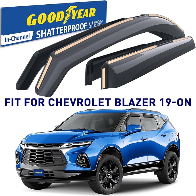 Goodyear Shatterproof in-Channel Window Deflectors for Chevrolet (Chevy) Blazer 2019-2026, Rain Guards, Window Visors for Cars, Vent Deflector, Car Accessories, 4 pcs - GY009000