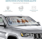 Windshield Sun Shade Horses Snow Winter Car Front Window Sunshade Cover for Truck SUV Blocks UV Rays Automotive Visor Interior Protector 51 x 27.5 inch