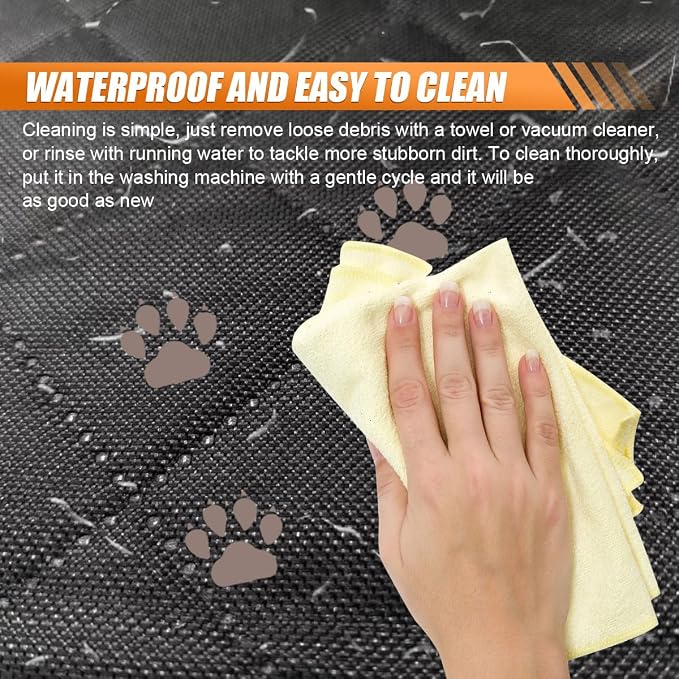 Car Back Seat Cover for Dog, Waterproof Nonslip Car Seat Protector for Pet Kids, Pet Bench Backseat Cover for Cars SUVs Trucks, 53" (Orange)