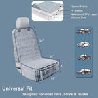 Dog Car Seat Cover for Front Seat, Soft Plush Waterproof Pet Protector with Non-Slip Bottom, Full Coverage with Side Flaps, Against Hair, Dirt and Scratches for SUVs and Trucks (Grey, Front)