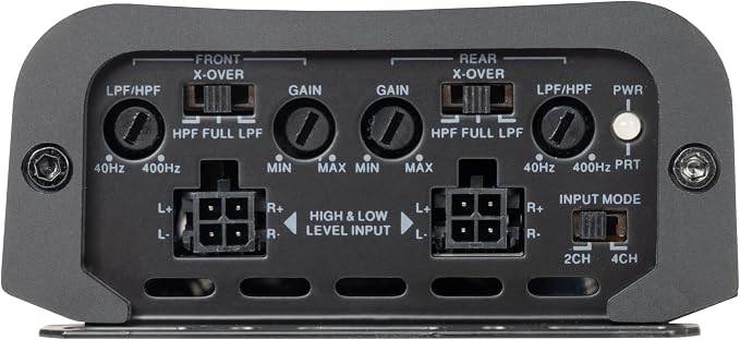 VADM4 v2 Model 4-Channel Class D Amplifier 1000W Peak, 500W RMS, 2/4-ohm Stable, High/Low Pass X-Over, for Car/Truck/Marine/UTV/Motorcycle (VADM4v2)