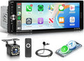 Single Din Car Radio Stereo Wireless Carplay & Android Auto, 6.9" HD IPS Touch Screen Radio, Bluetooth 5.2 Car Audio Receiver, Mirror Link, SWC, 1 Din Stereo with Backup Camera, FM/EQ/USB/Type-C