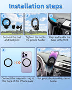 PZK Magnetic Car Phone Holder for Toyota RAV4 2013-2018 Accessories Vent | Compatible with Magsafe Car Phone Mount Hands Free 360° Rotation Cell Phone Automobile Cradles Fit for All Smartphones