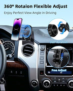 PZK Car Phone Mount for Toyota Tundra 2014-2021 Accessories Custom Air Vent | Magsafe Magnetic Car Phone Holder for Tundra Fixed Clip Hands Free 360° Rotation Cell Phone Cradles Fit All Smartphones