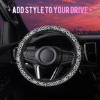 Black and White Leopard Print Steering Wheel Cover for Women Men Neoprene Breathable Wheel Cover Protector Anti-Slip Car Accessories Universal 15 Inch Fit for Cars Trucks Vehicles