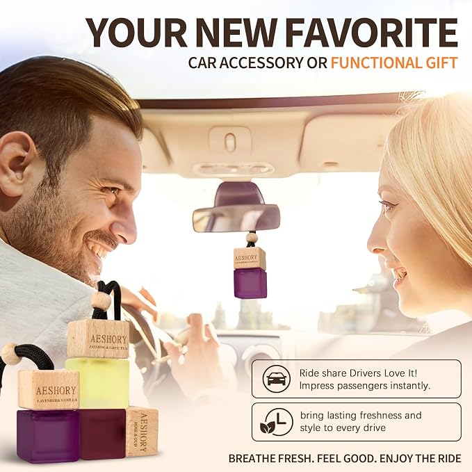 Aeshory Car Air Freshener Hanging - 3-Pack, Floral Collection Car fresheners long lasting, Car Air Freshener for Women and Men, Premium Car Aromatherapy Essential Oil Diffuser Gift Set.0.27 FL OZ/8ML