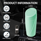 Mini Car Trash Can with Lid, Portable Garbage Can for Car, Leakproof Cup Holder Automotive Garbage Bin with 2 Rolls of Trash Bags, Small Trash Storage Can for Car Home Office(Light Green)