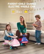 N7 Pro Electric Wiggle Car, Rechargeable Battery, CyberWiggle, 2 in 1 Swing Car, 2 Speeds Max 4 Mph, Anti-Rollover, Flashing Wheels, Bluetooth, Ages 3+, 150 Lbs,Pinkish White