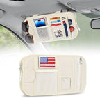 Car Sun Visor Organizer, Tactical Car Accessories with Zipper Storage Pouch, Glasses Clip Card Sleeve Pocket, Multi-Pocket Visor Organizer Fits Most Cars, SUVs, Trucks