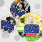 Kids Travel Tray for Toddler Car Seat, Road Trip Essential Lap Tray | Toddler Gift for Boy Activities with Dry Erase Board, iPad Holder Stand, Cooler Cup Holder & Adjustable Strap, Dark Blue