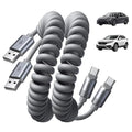 USB A to USB C Cable, Durable Short USB to C Cable 2 Pack for Android Auto & CarPlay, Coiled USB C Cable Type C Retractable Car Charger Cord for iPhone 17/16/15 Samsung Galaxy S25/S24, Gray 4FT
