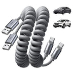 USB A to USB C Cable, Durable Short USB to C Cable 2 Pack for Android Auto & CarPlay, Coiled USB C Cable Type C Retractable Car Charger Cord for iPhone 17/16/15 Samsung Galaxy S25/S24, Gray 4FT